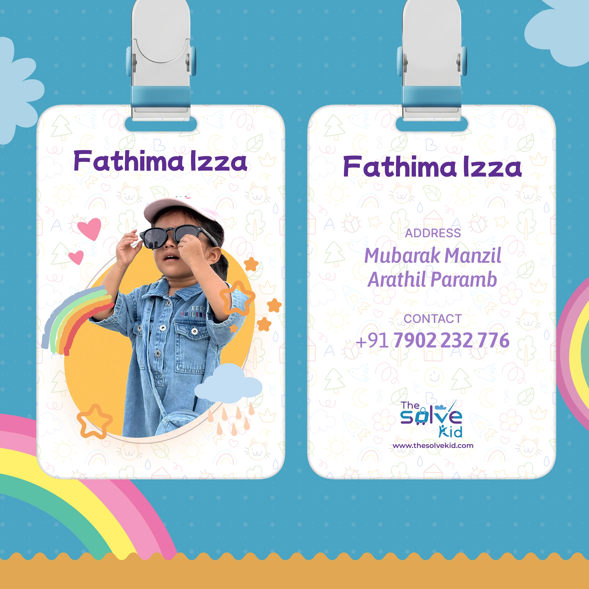 2 Personalised Bag Tags With Child Cartoonized Photo & Name