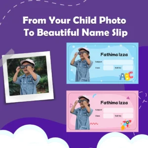 Personalised Book Labels With Child Cartoonised Photo & Name(Single photo)